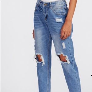 Blue denim ripped jeans
